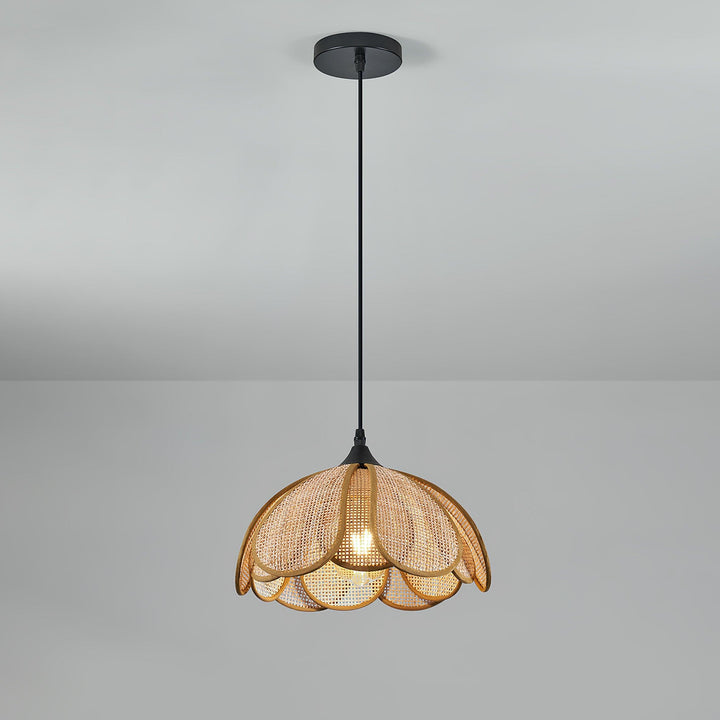 Eurvinel Élégance Floraison Rotin Tissu Suspension - Neutralighting