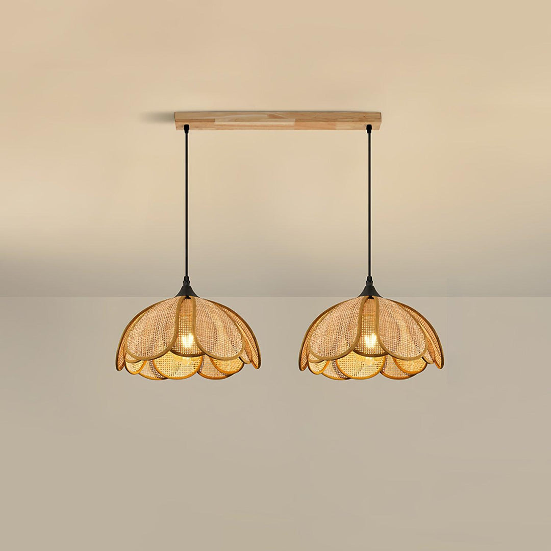 Eurvinel Élégance Floraison Rotin Tissu Suspension - Neutralighting