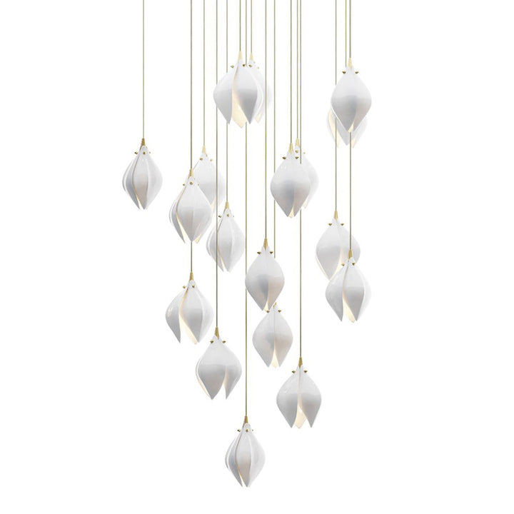 Lustra Suspension Lampe Céramique Florale Blanche - Neutralighting