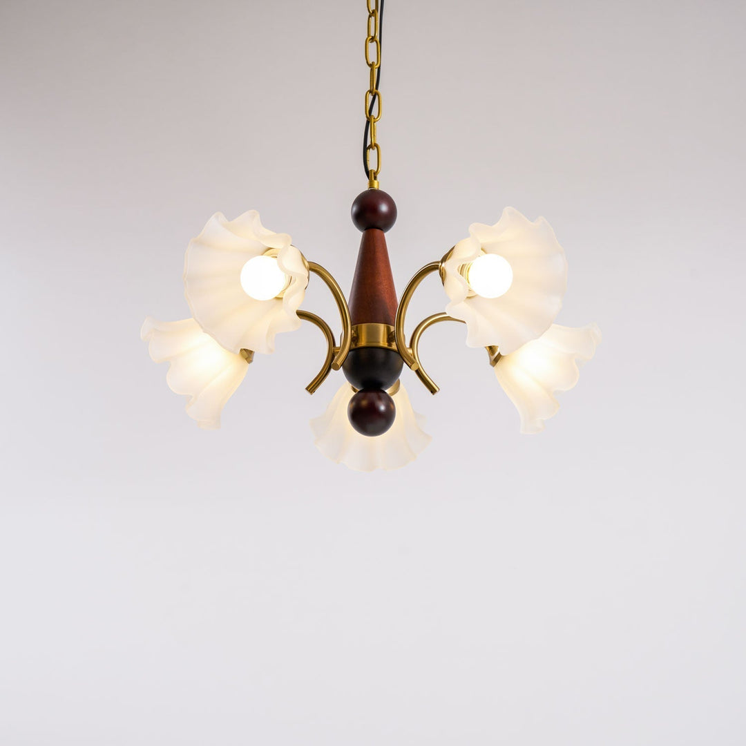 Ilvinan Chandelier Bois Verre Élégance Traditionnelle - Neutralighting