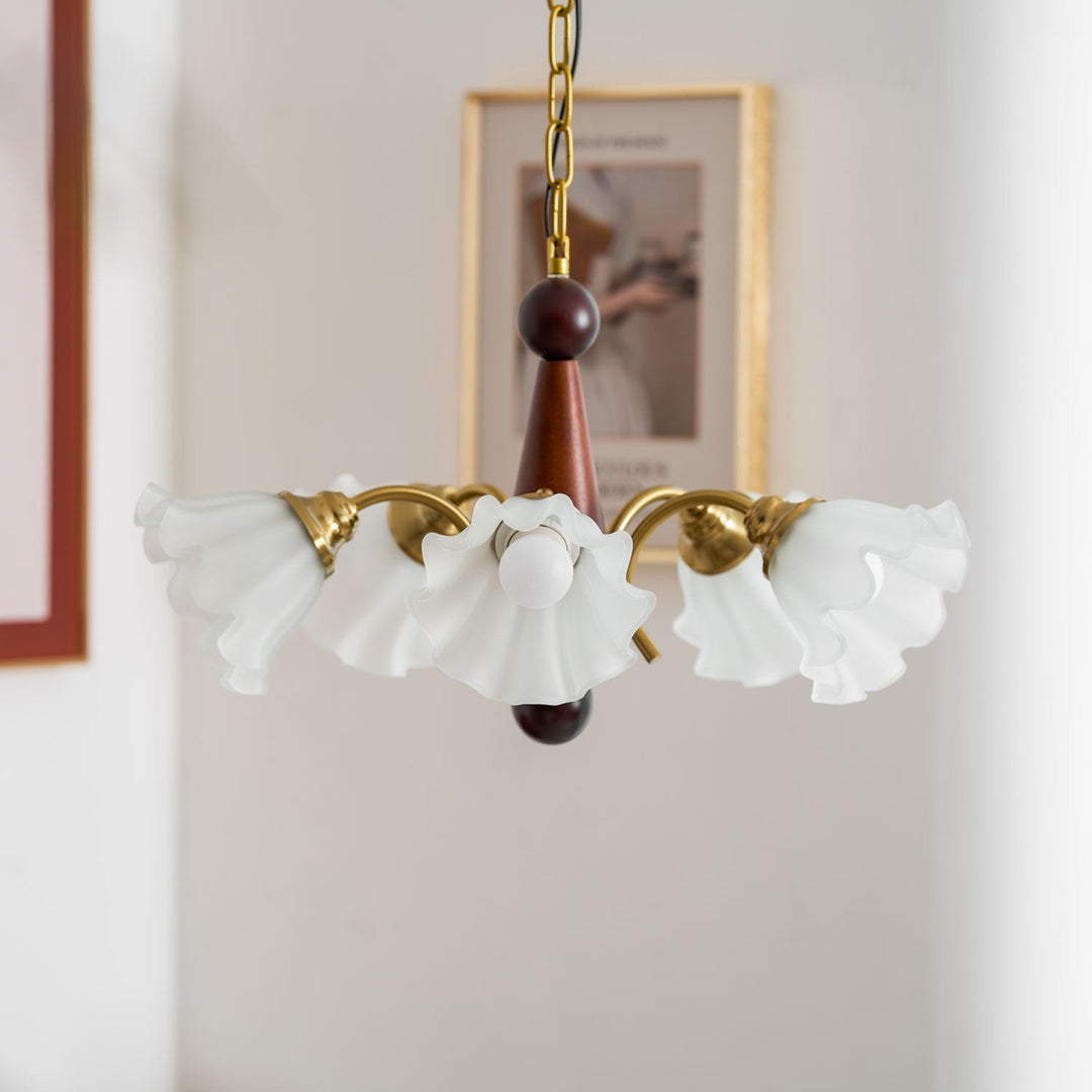 Ilvinan Chandelier Bois Verre Élégance Traditionnelle - Neutralighting