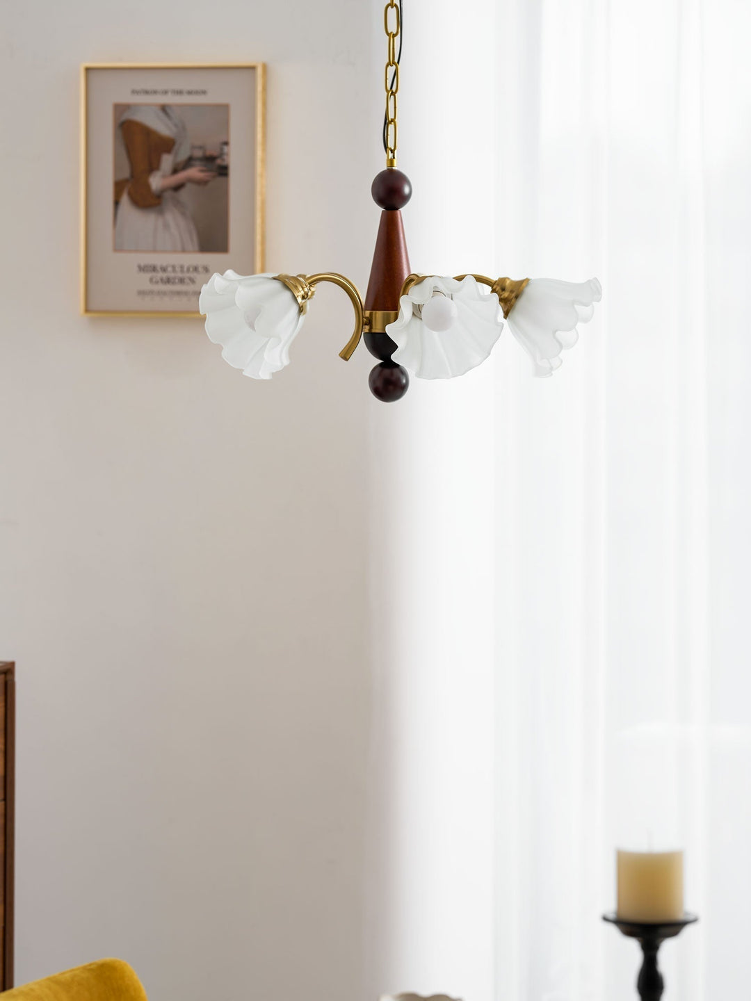 Ilvinan Chandelier Bois Verre Élégance Traditionnelle - Neutralighting