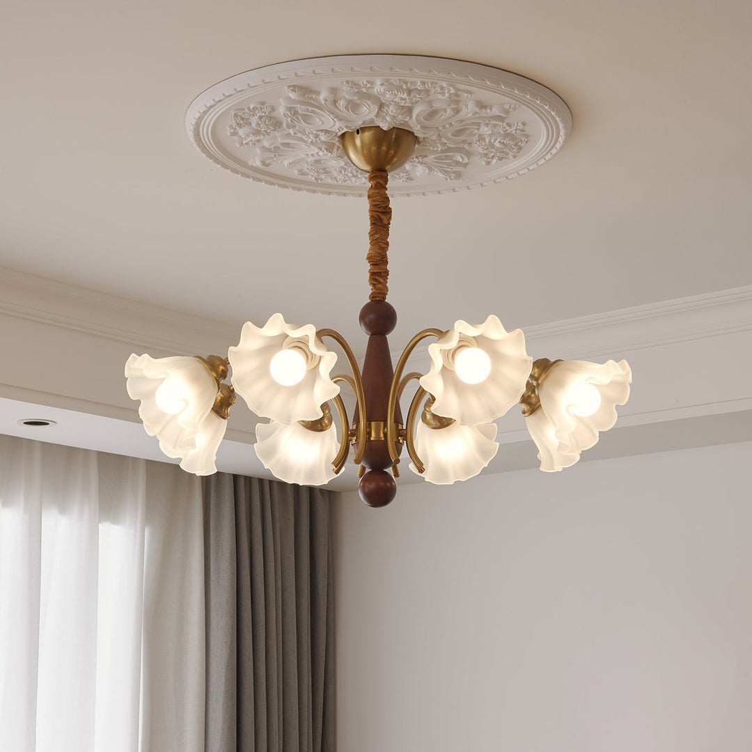Ilvinan Chandelier Bois Verre Élégance Traditionnelle - Neutralighting