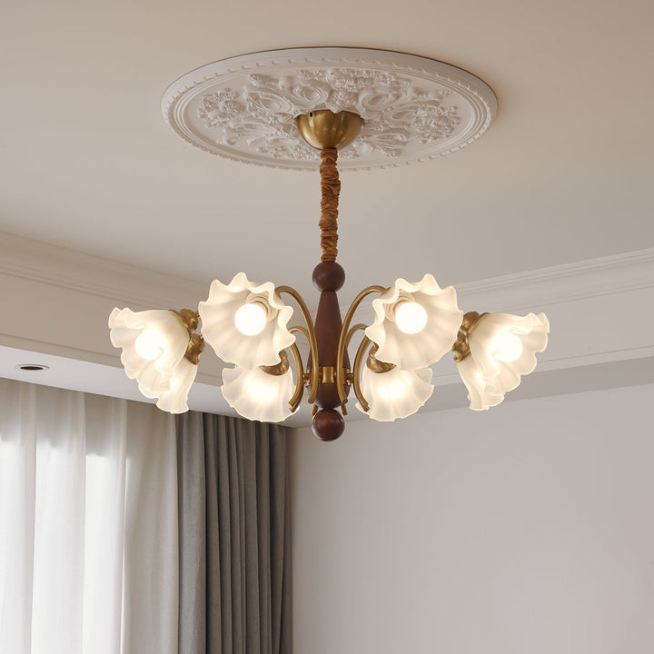 Ilvinan Chandelier Bois Verre Élégance Traditionnelle - Neutralighting