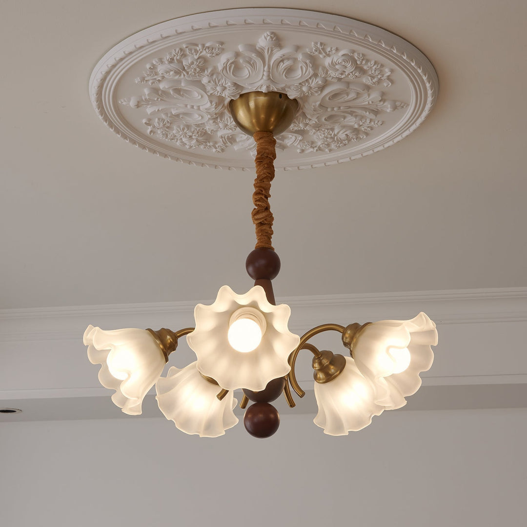 Ilvinan Chandelier Bois Verre Élégance Traditionnelle - Neutralighting