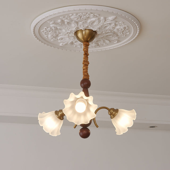 Ilvinan Chandelier Bois Verre Élégance Traditionnelle - Neutralighting
