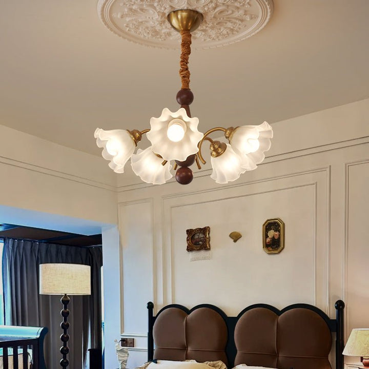 Ilvinan Chandelier Bois Verre Élégance Traditionnelle - Neutralighting
