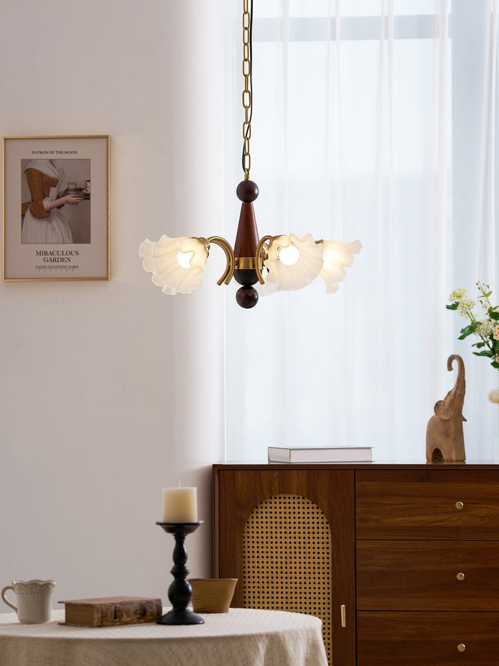 Ilvinan Chandelier Bois Verre Élégance Traditionnelle - Neutralighting