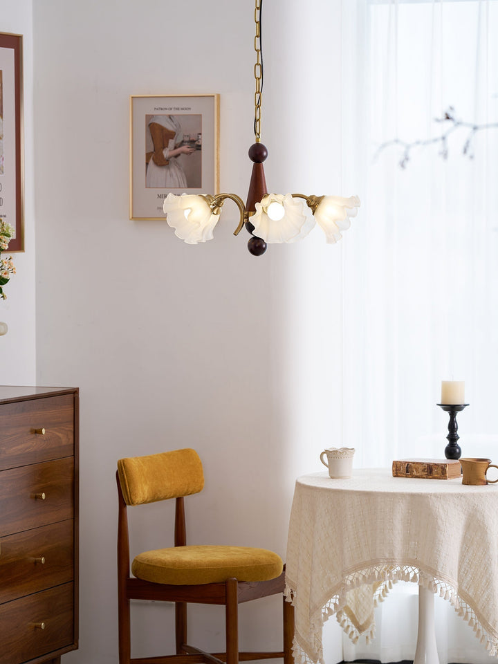 Ilvinan Chandelier Bois Verre Élégance Traditionnelle - Neutralighting