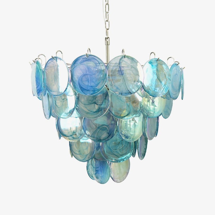 Aurora Chandelier Disque en Verre Murano Bleu Élégant - Neutralighting