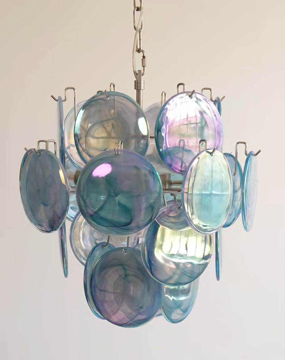 Aurora Chandelier en Verre de Murano Bleu Disque Vintage - Neutralighting