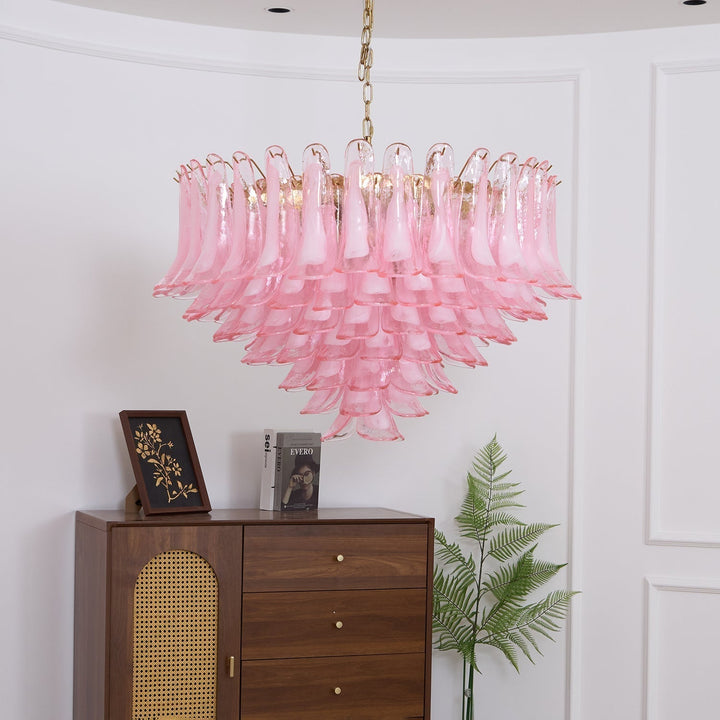 Aurora Chandelier en Verre Rose Pâle Élégant - Neutralighting