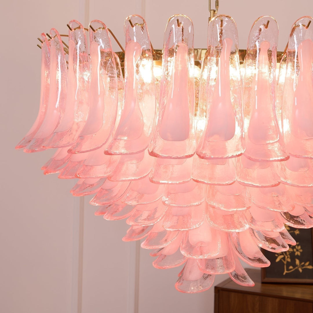 Aurora Chandelier en Verre Rose Pâle Élégant - Neutralighting