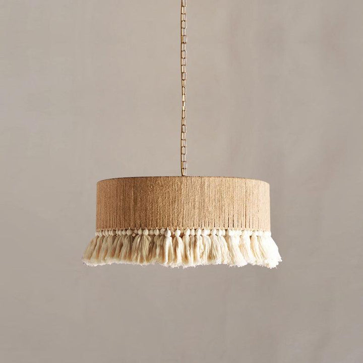 Lustra Suspension Lampe à Franges en Coton pour Salon - Neutralighting