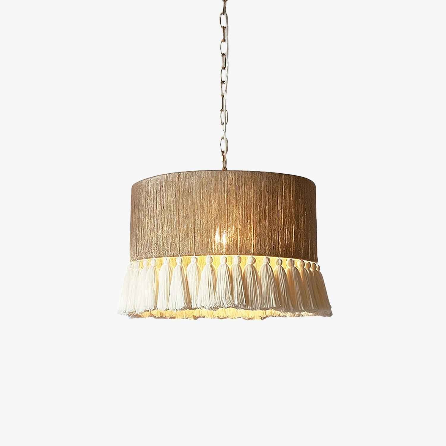 Lustra Suspension Lampe à Franges en Coton pour Salon - Neutralighting