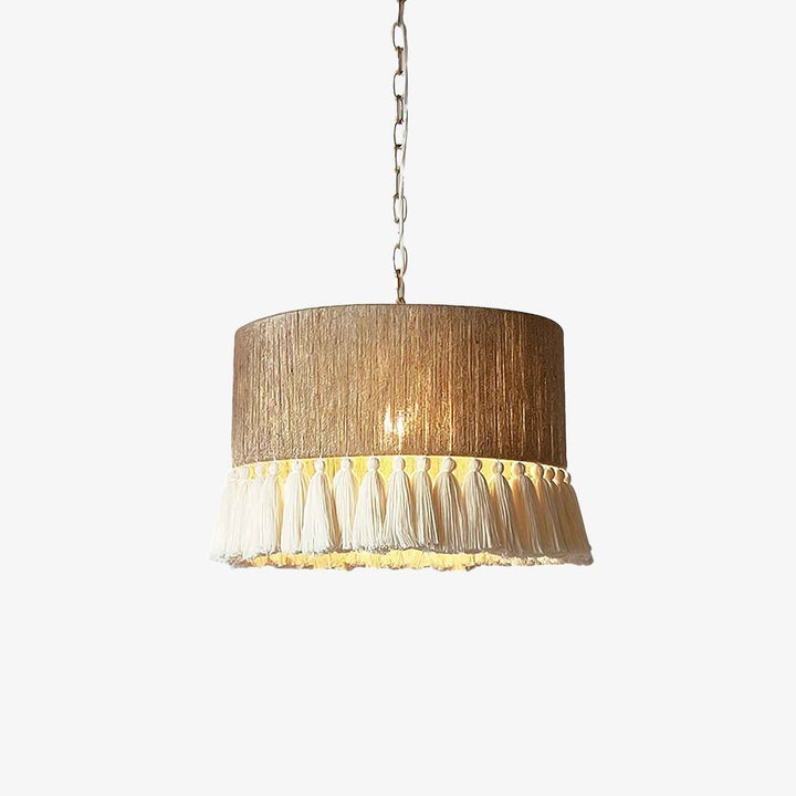 Lustra Suspension Lampe à Franges en Coton pour Salon - Neutralighting