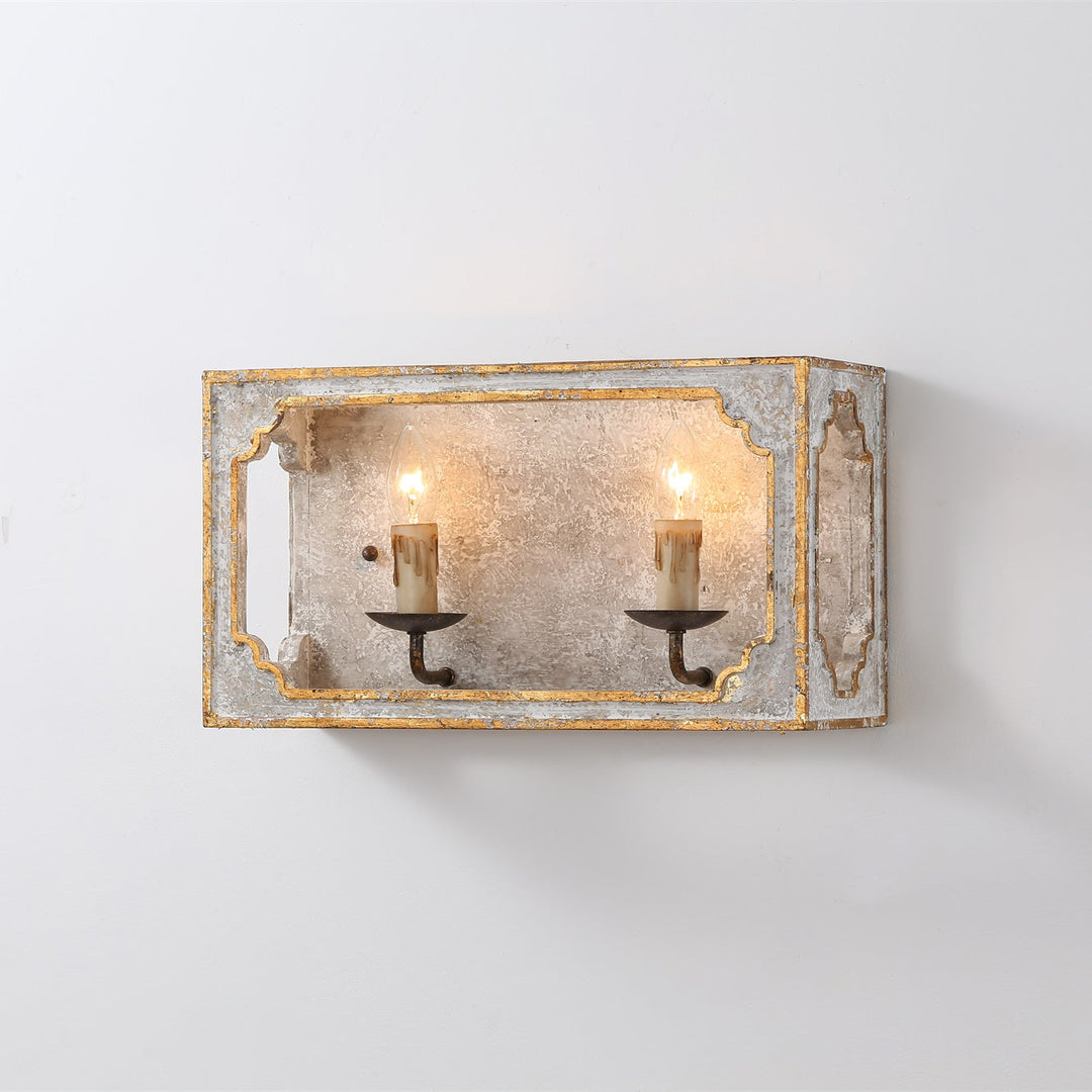 Vatnuvyd Rustique Cube Bois Métal Applique Murale - Neutralighting