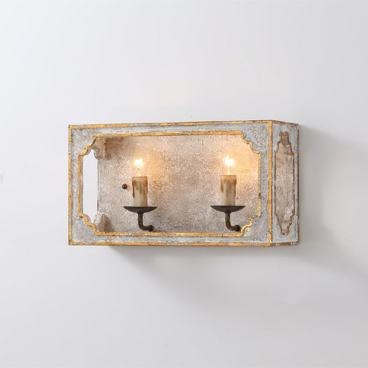 Vatnuvyd Rustique Cube Bois Métal Applique Murale - Neutralighting