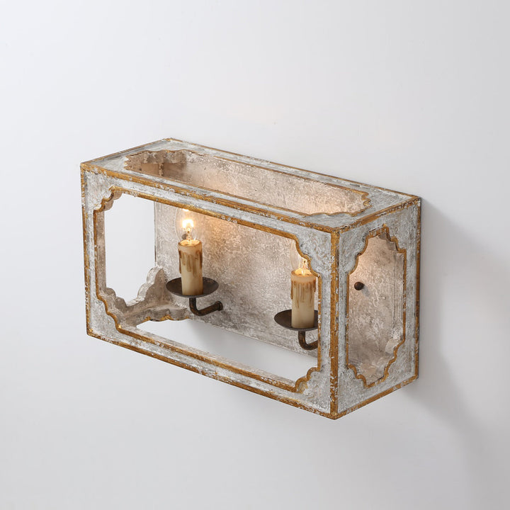 Vatnuvyd Rustique Cube Bois Métal Applique Murale - Neutralighting
