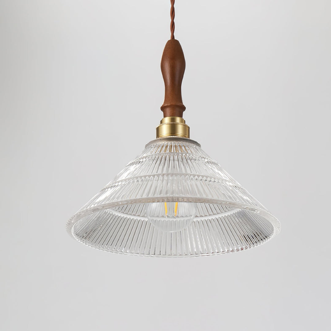 Arcara Suspension en Bois et Verre Ondulé Vintage - Neutralighting