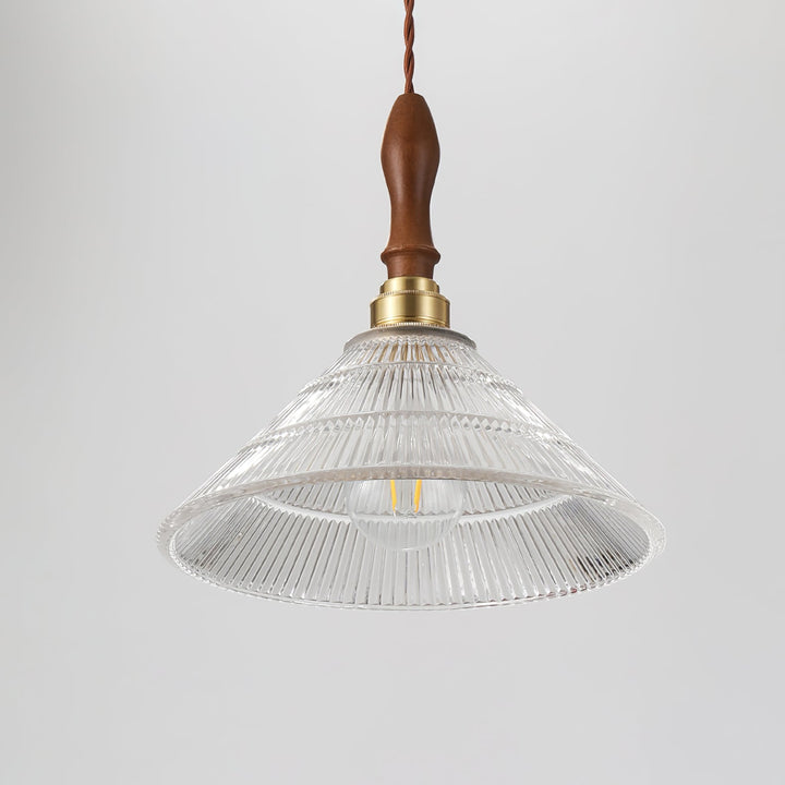 Arcara Suspension en Bois et Verre Ondulé Vintage - Neutralighting