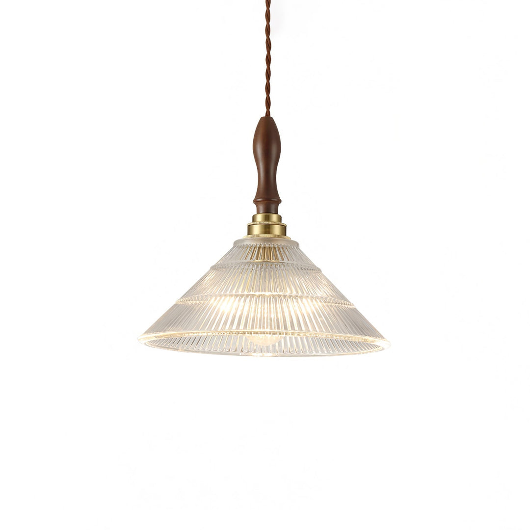 Arcara Suspension en Bois et Verre Ondulé Vintage - Neutralighting