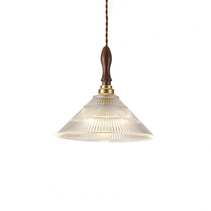 Arcara Suspension en Bois et Verre Ondulé Vintage - Neutralighting