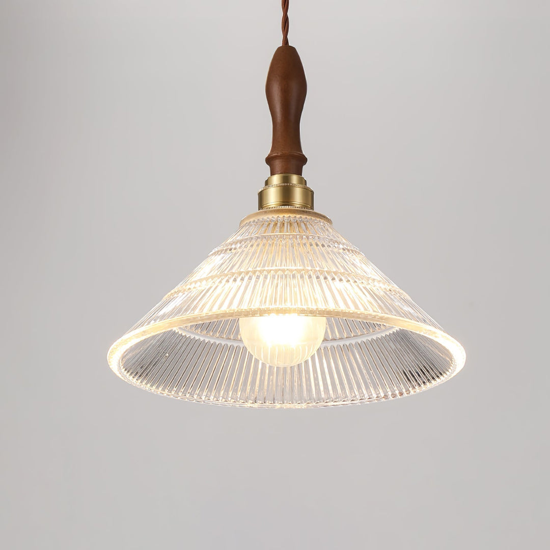 Arcara Suspension en Bois et Verre Ondulé Vintage - Neutralighting