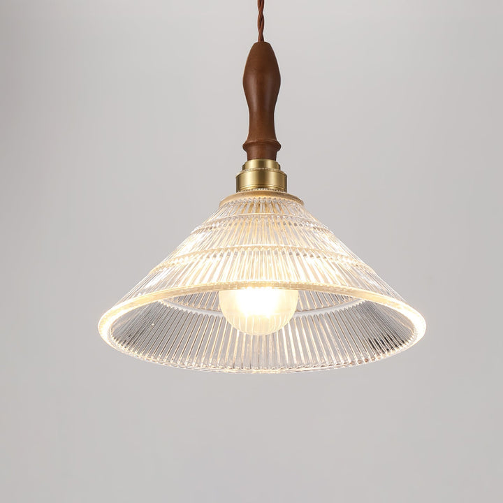 Arcara Suspension en Bois et Verre Ondulé Vintage - Neutralighting