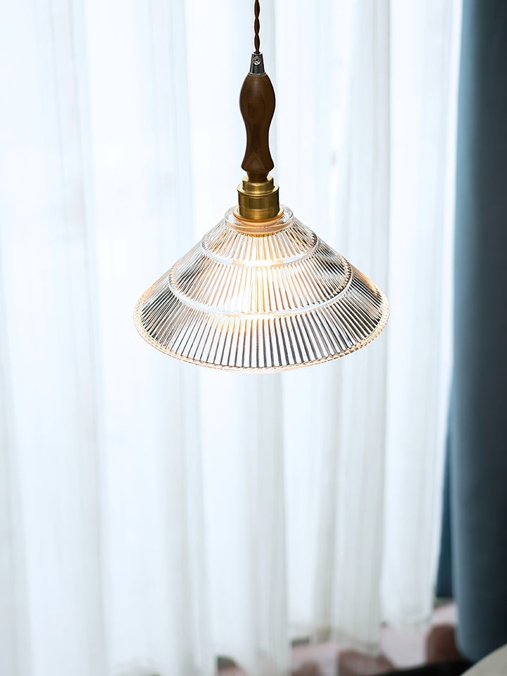 Arcara Suspension en Bois et Verre Ondulé Vintage - Neutralighting