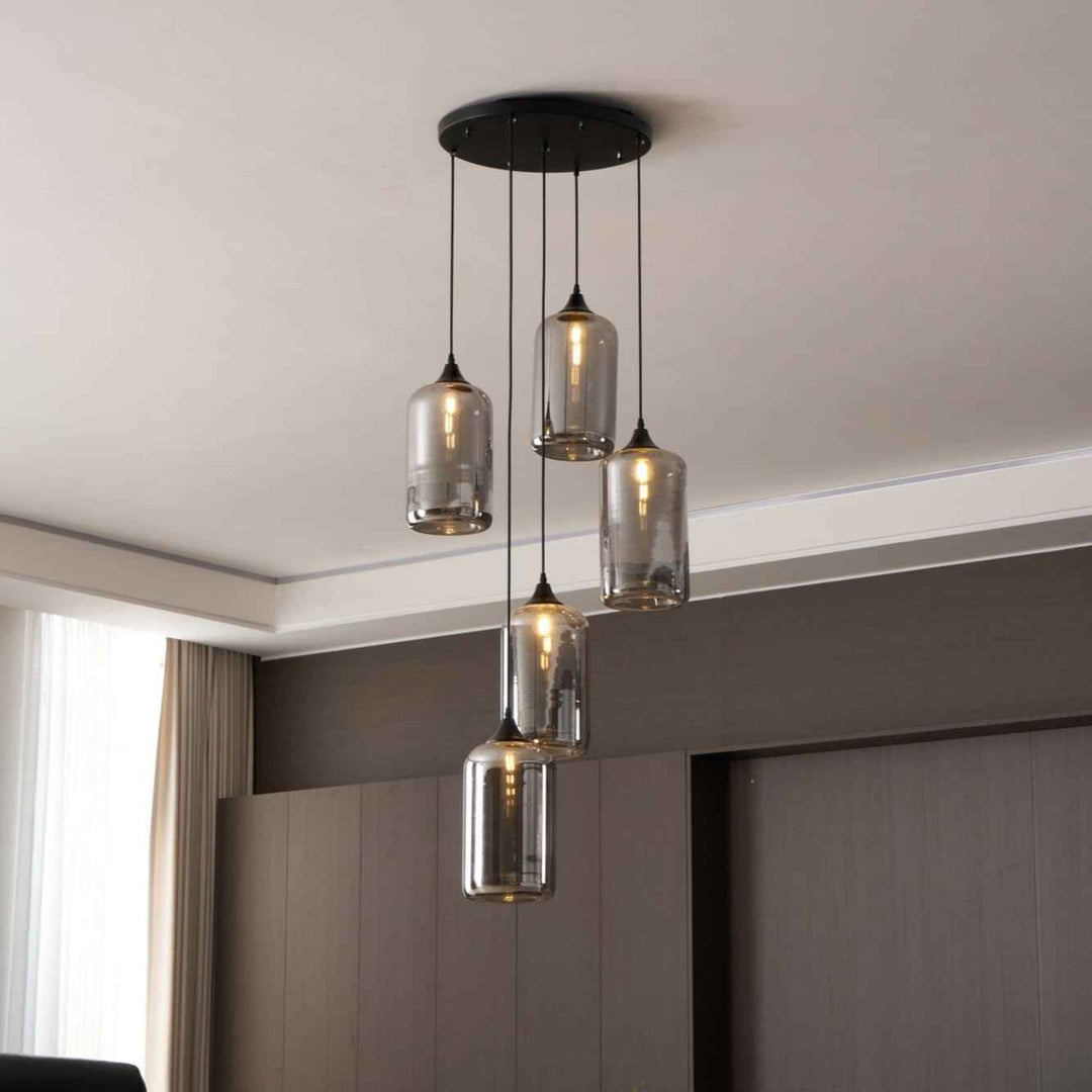 June Suspension Luminaire Industriel Verre Gris Fumé - Neutralighting