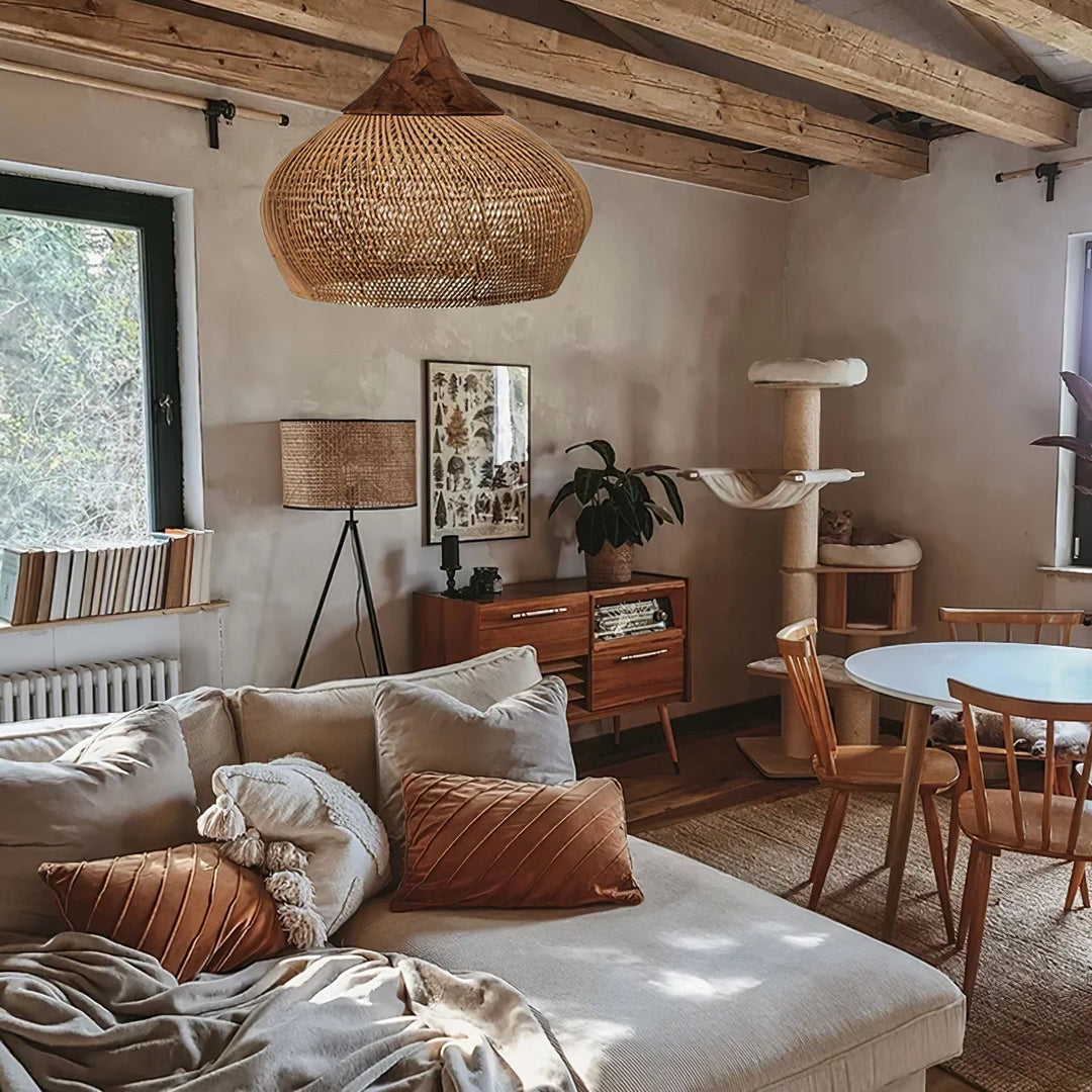 Evelyn Suspension en Rotin Tressé pour Salon - Neutralighting