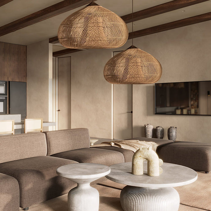 Evelyn Suspension en Rotin Tressé pour Salon - Neutralighting