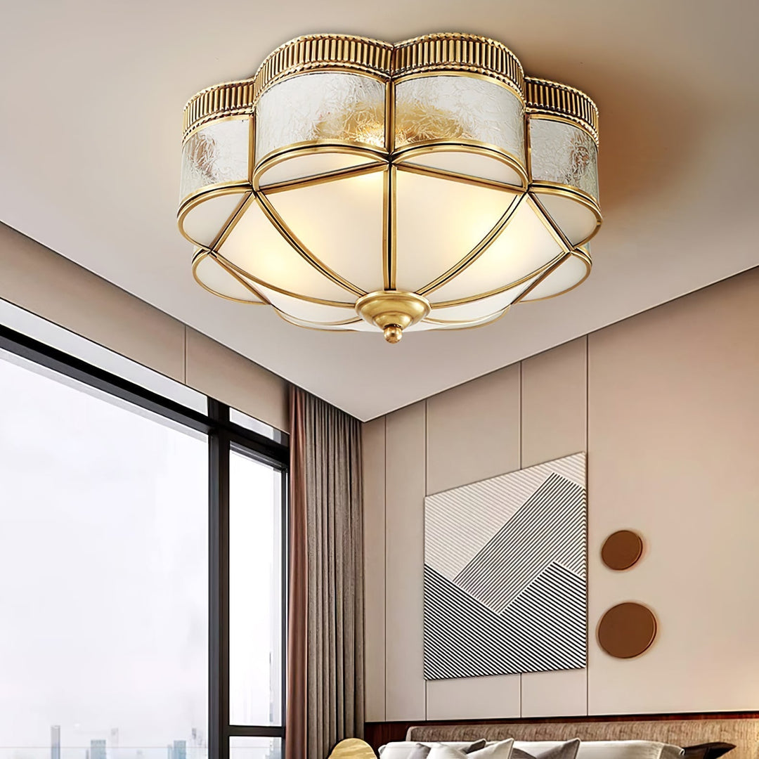Solara Plafonnier Laiton Dôme Dépoli Classique Élégant - Neutralighting