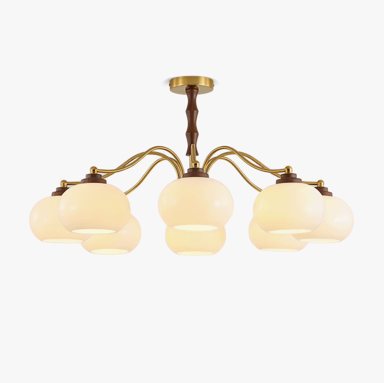 Lustra Chandelier Globe en Verre et Noyer - Neutralighting