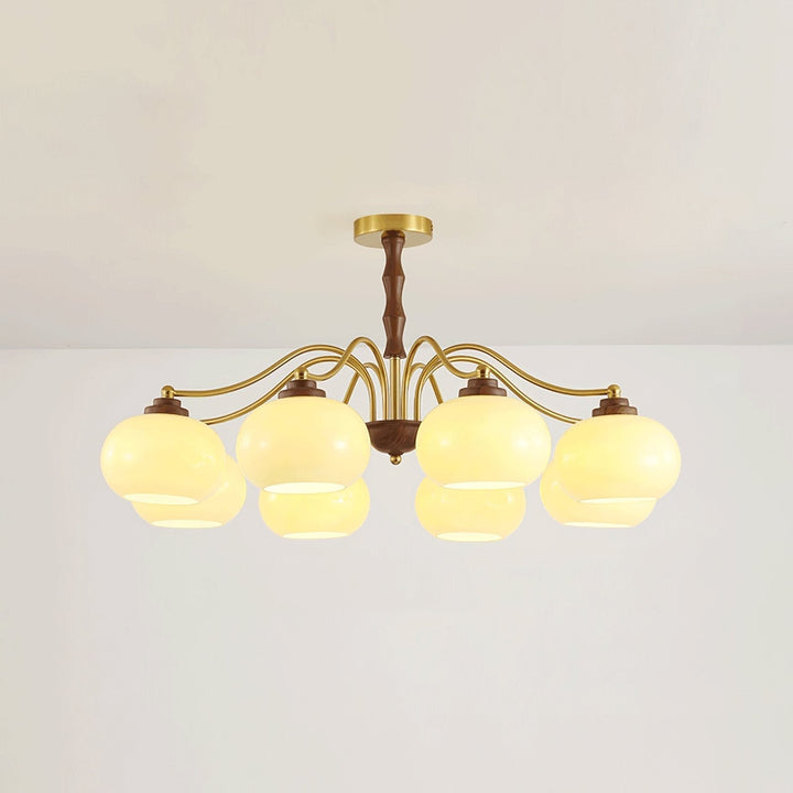 Lustra Chandelier Globe en Verre et Noyer - Neutralighting