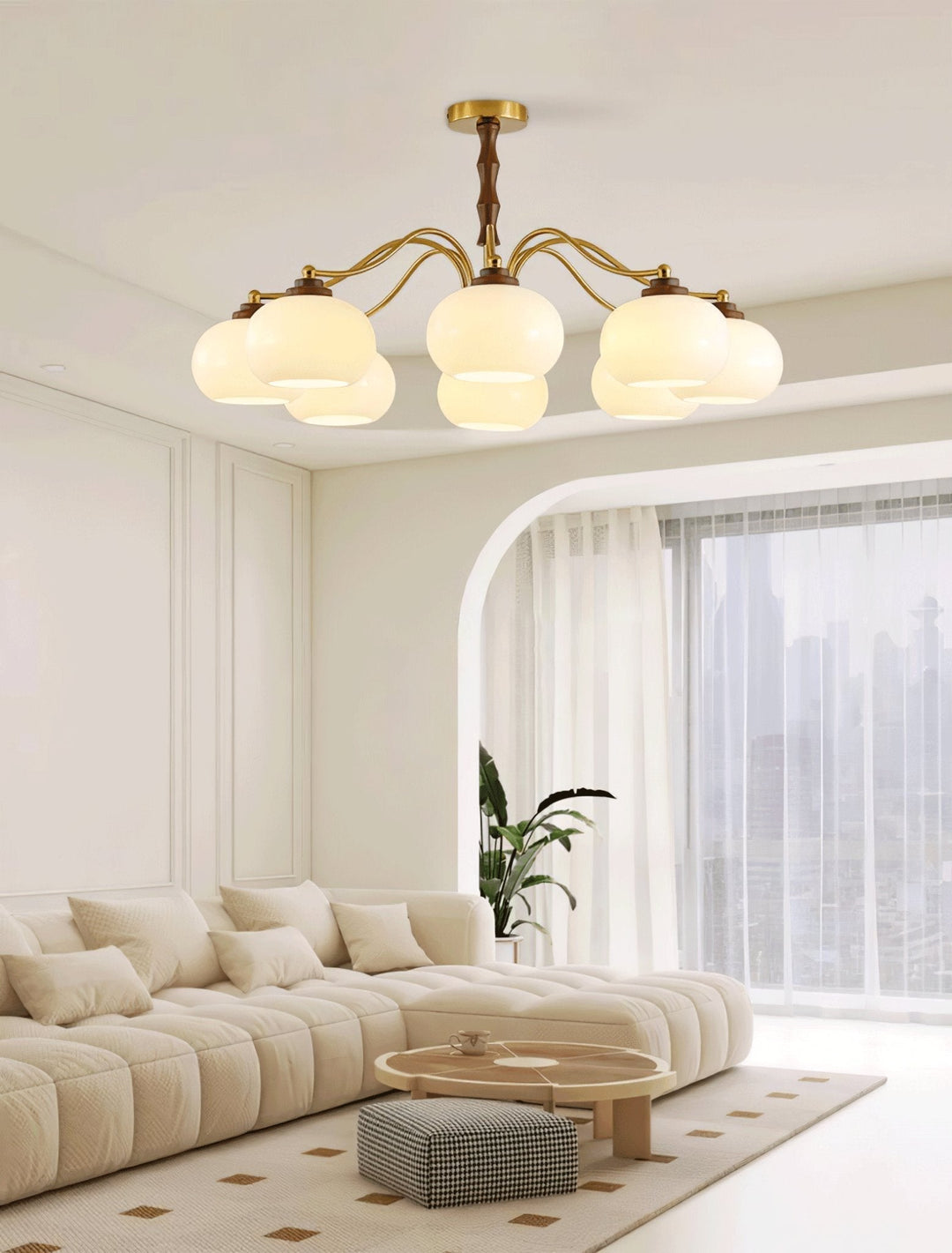 Lustra Chandelier Globe en Verre et Noyer - Neutralighting