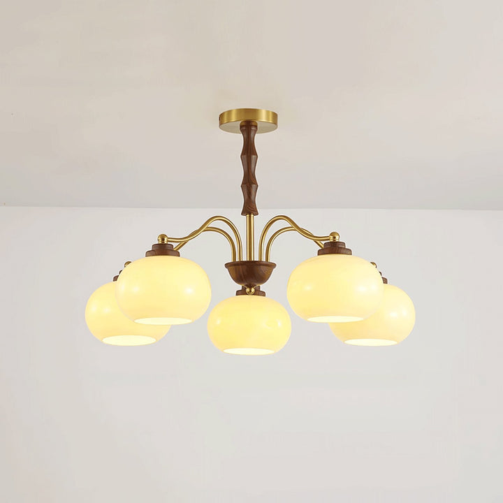 Lustra Chandelier Globe en Verre et Noyer - Neutralighting