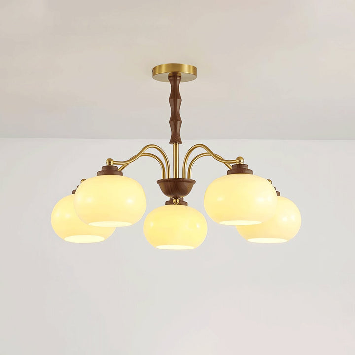 Lustra Chandelier Globe en Verre et Noyer - Neutralighting
