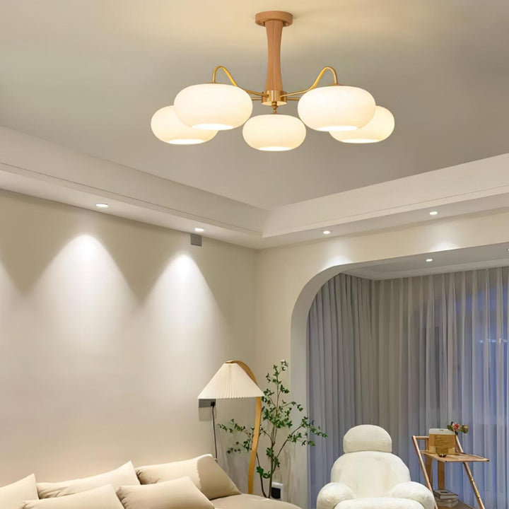 Lustra Chandelier en Laiton et Bois Kaki - Neutralighting