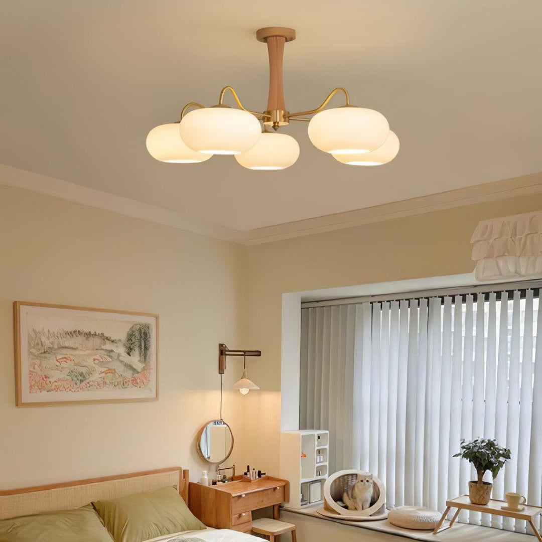 Candy Lustre Kaki en Laiton, Bois et Verre - Neutralighting
