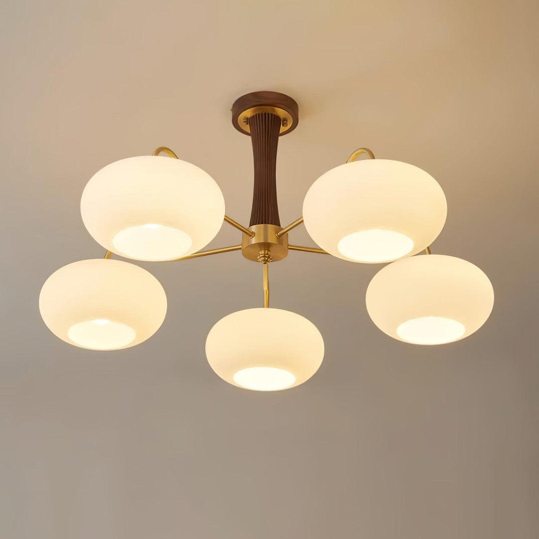 Lustra Chandelier en Laiton et Bois Kaki - Neutralighting