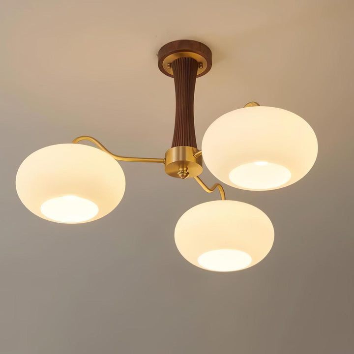 Lustra Chandelier en Laiton et Bois Kaki - Neutralighting