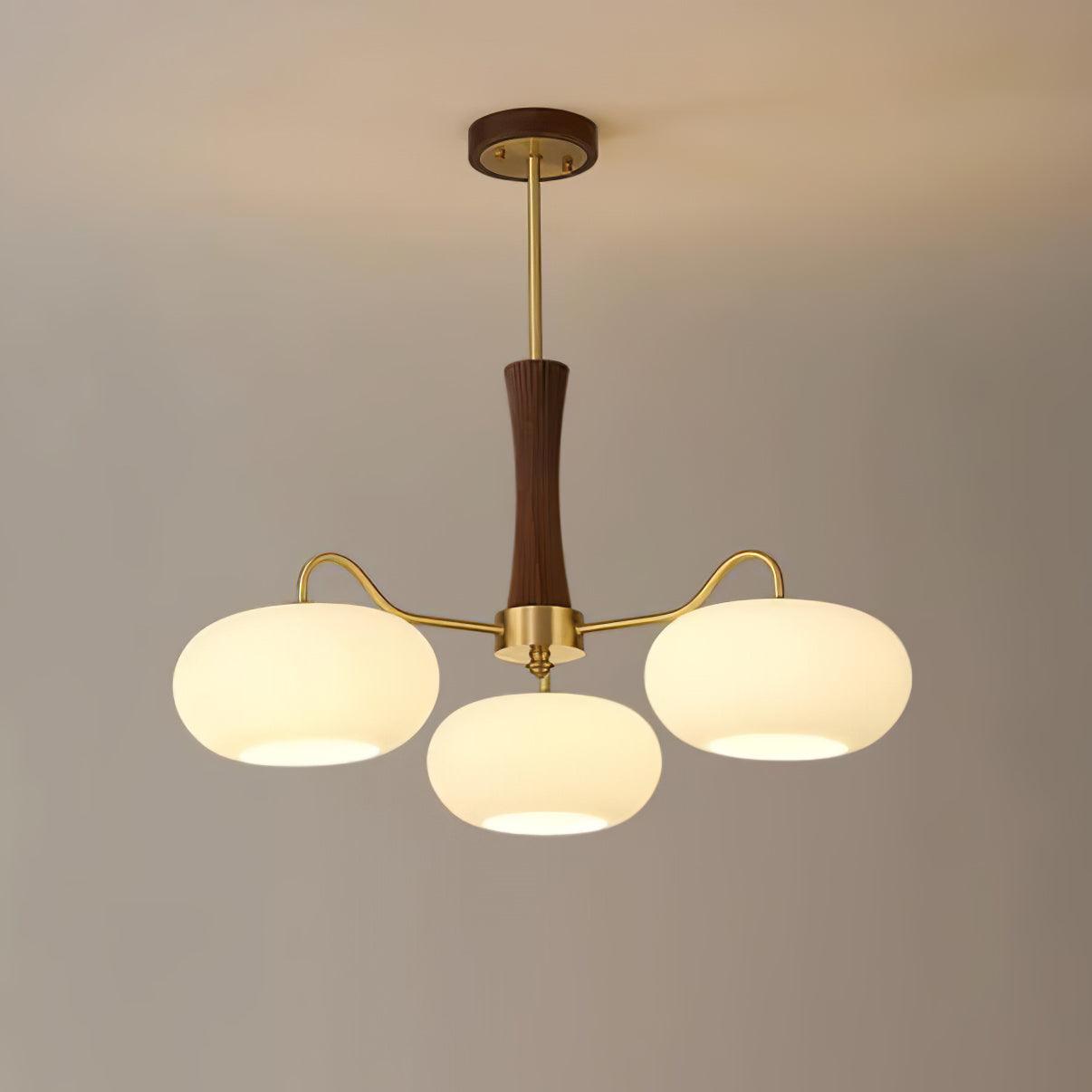 Lustra Chandelier en Laiton et Bois Kaki - Neutralighting