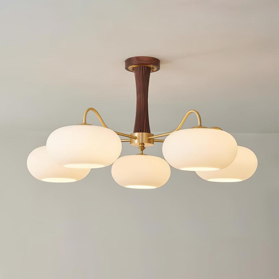 Lustra Chandelier en Laiton et Bois Kaki - Neutralighting