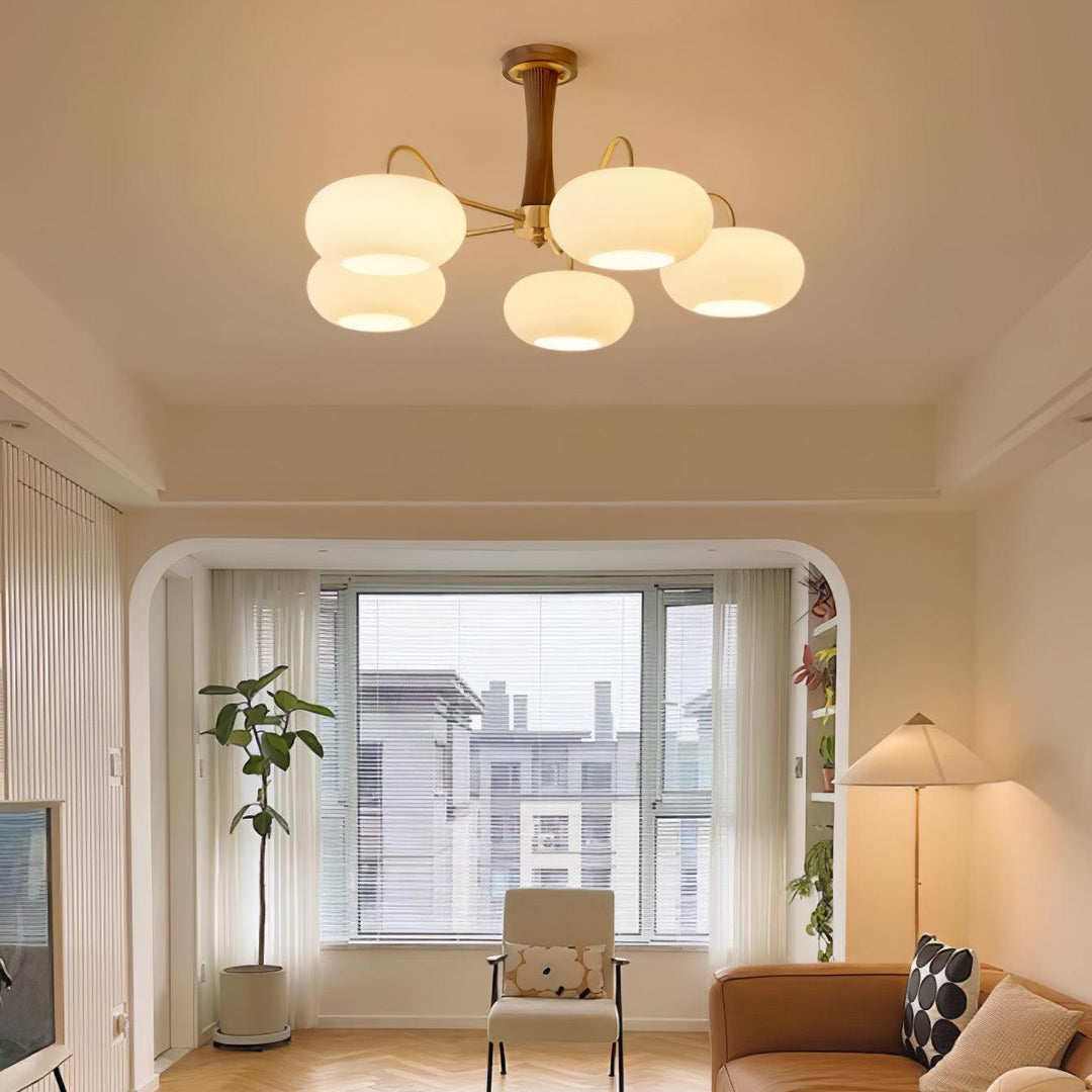 Candy Lustre Kaki en Laiton, Bois et Verre - Neutralighting