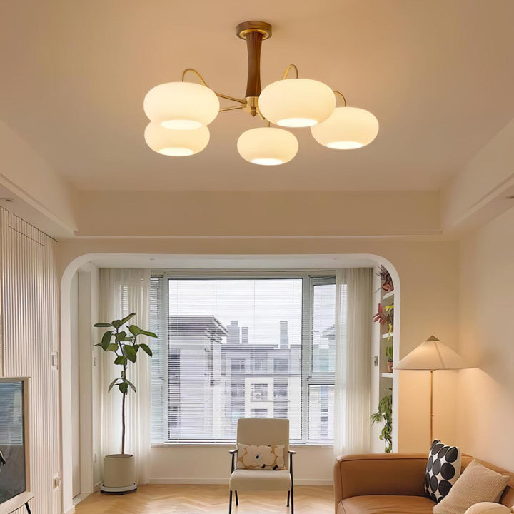 Lustra Chandelier en Laiton et Bois Kaki - Neutralighting