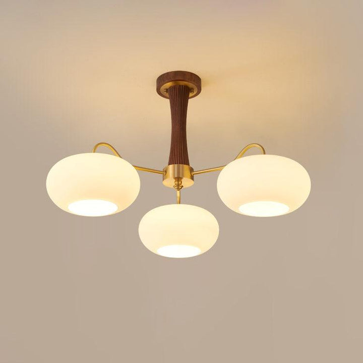 Lustra Chandelier en Laiton et Bois Kaki - Neutralighting