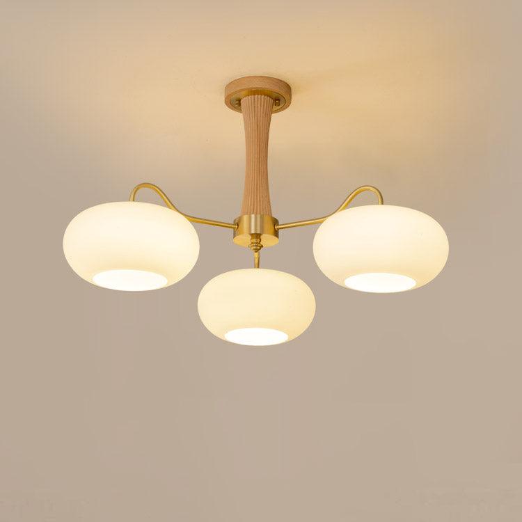 Lustra Chandelier en Laiton et Bois Kaki - Neutralighting