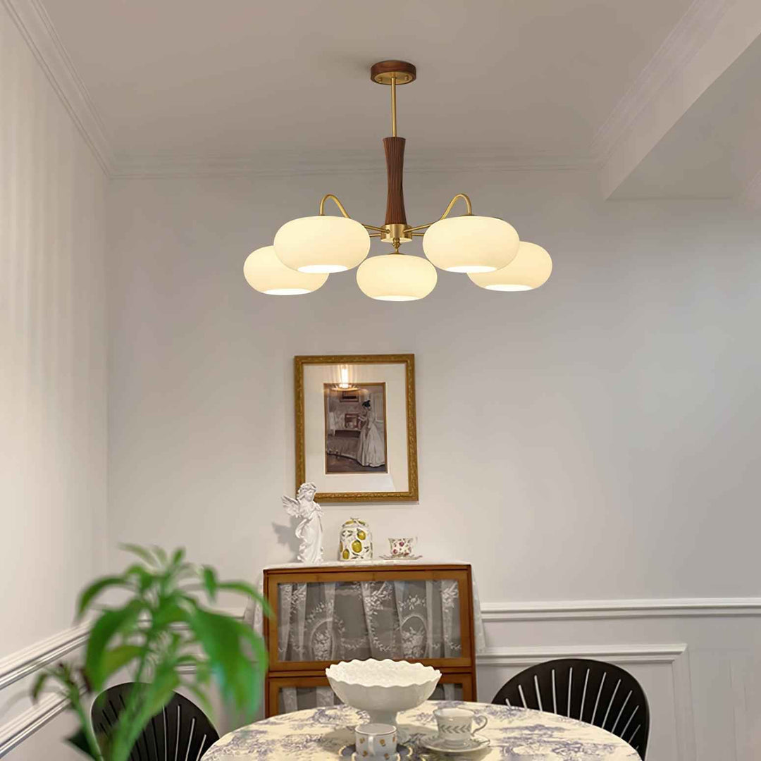 Candy Lustre Kaki en Laiton, Bois et Verre - Neutralighting